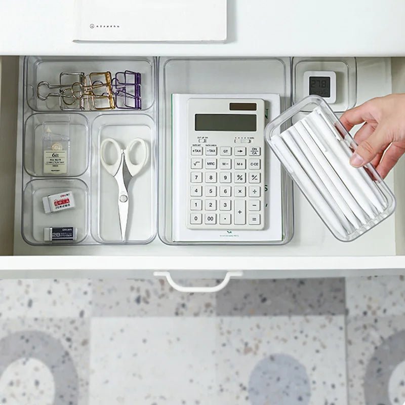 Organiseur de bureau transparent 4 pièces