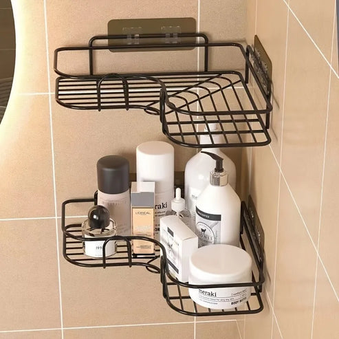 Étagère de salle de bain double sans perçage