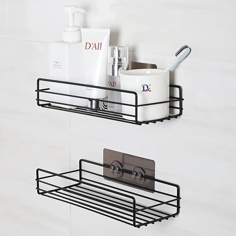 Étagère de salle de bain double sans perçage