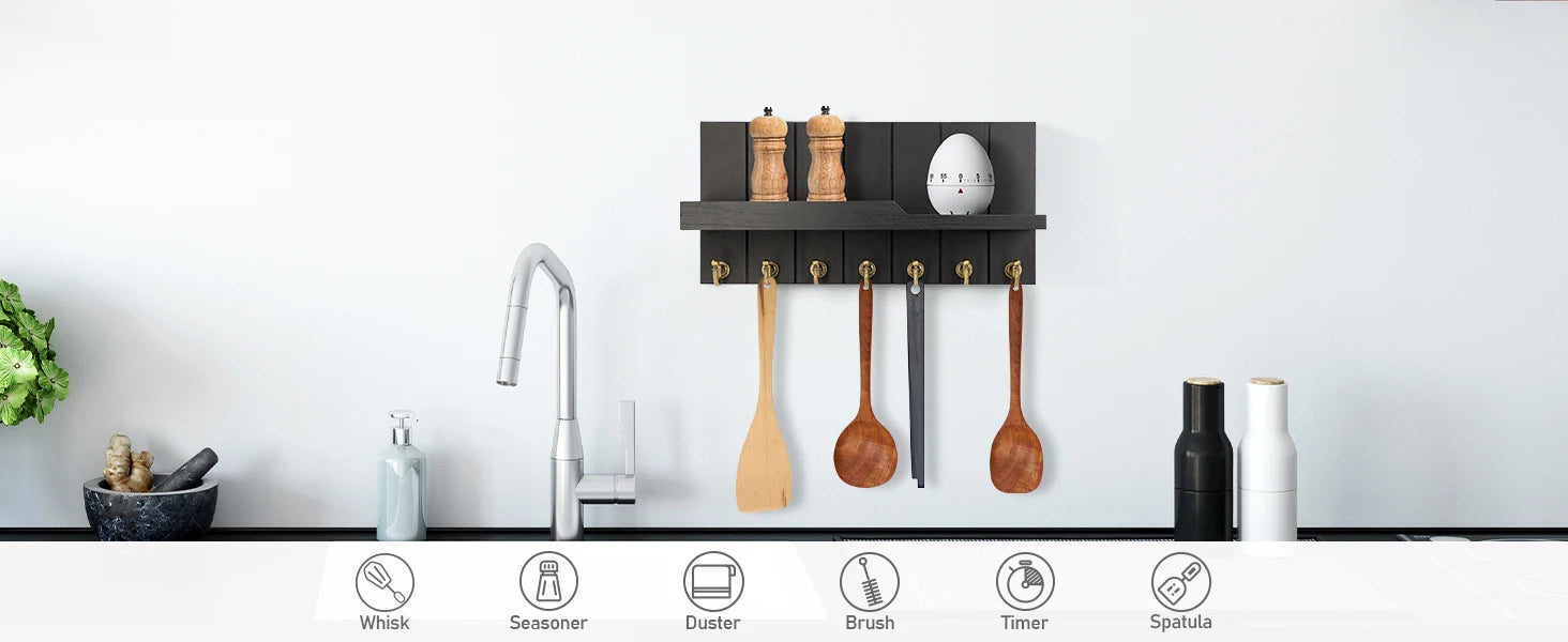 Organiseur mural en bois pour clés et courrier