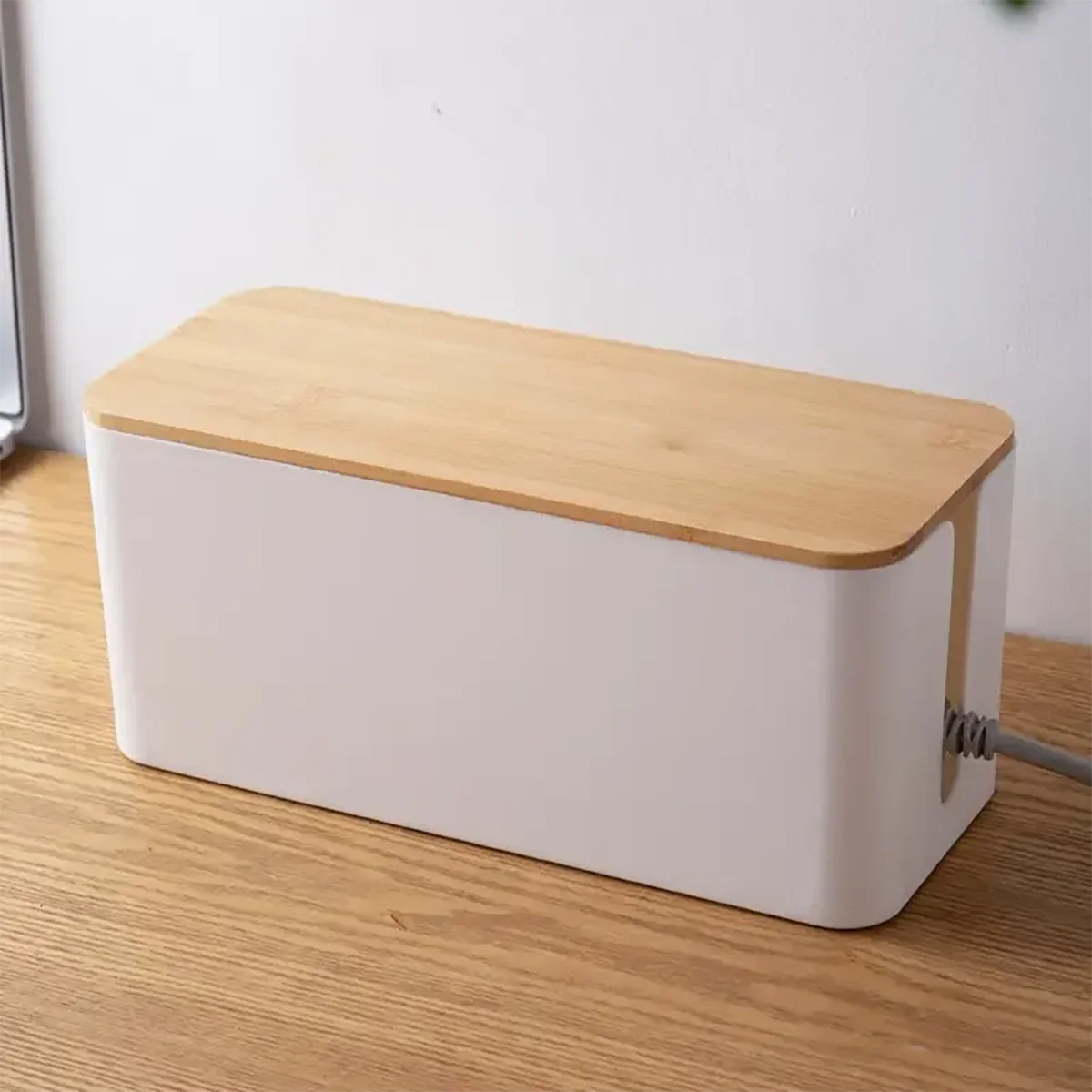 Boîte de rangement de câbles en bois