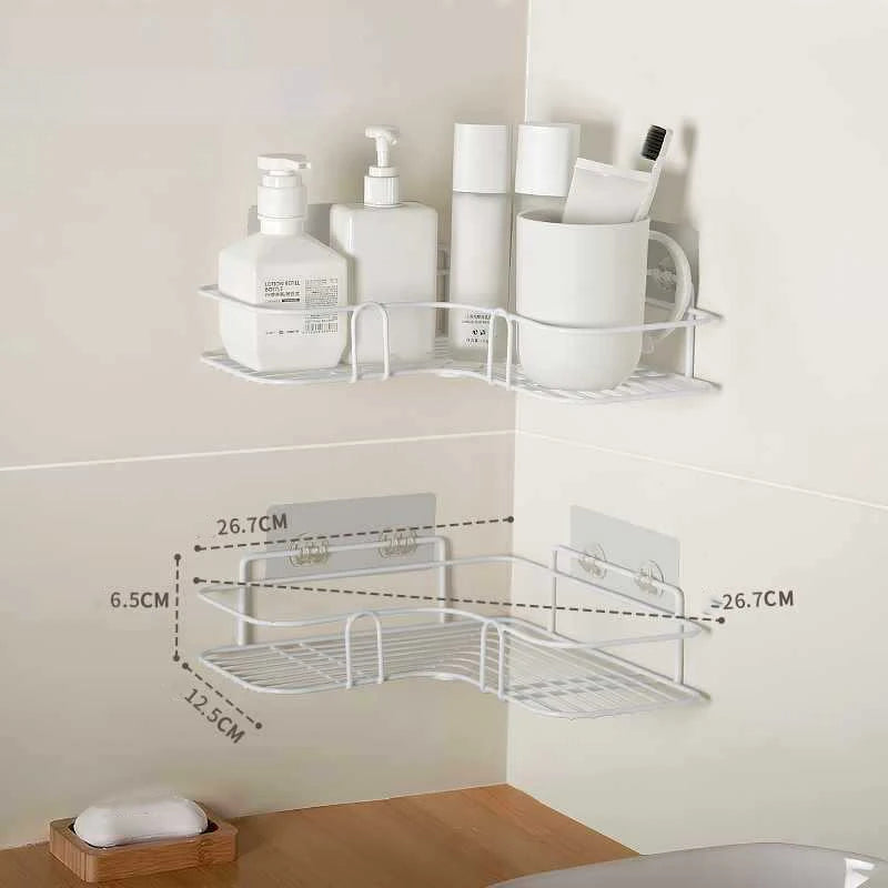 Étagère de salle de bain double sans perçage