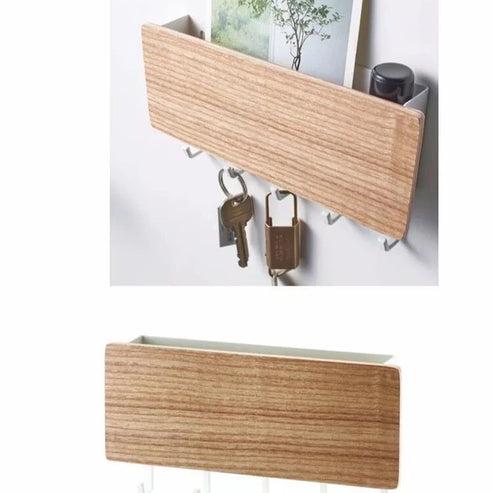 Porte-clés et porte-manteaux mural en bambou