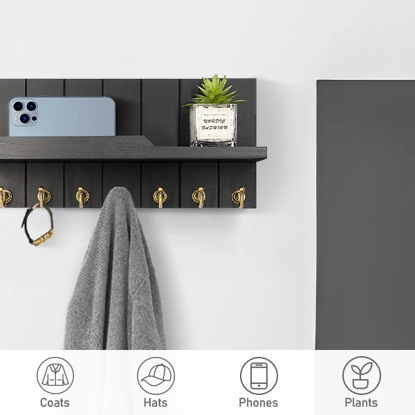 Organiseur mural en bois pour clés et courrier