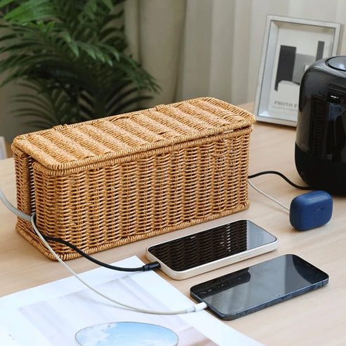 Boîte de gestion des câbles en rotin