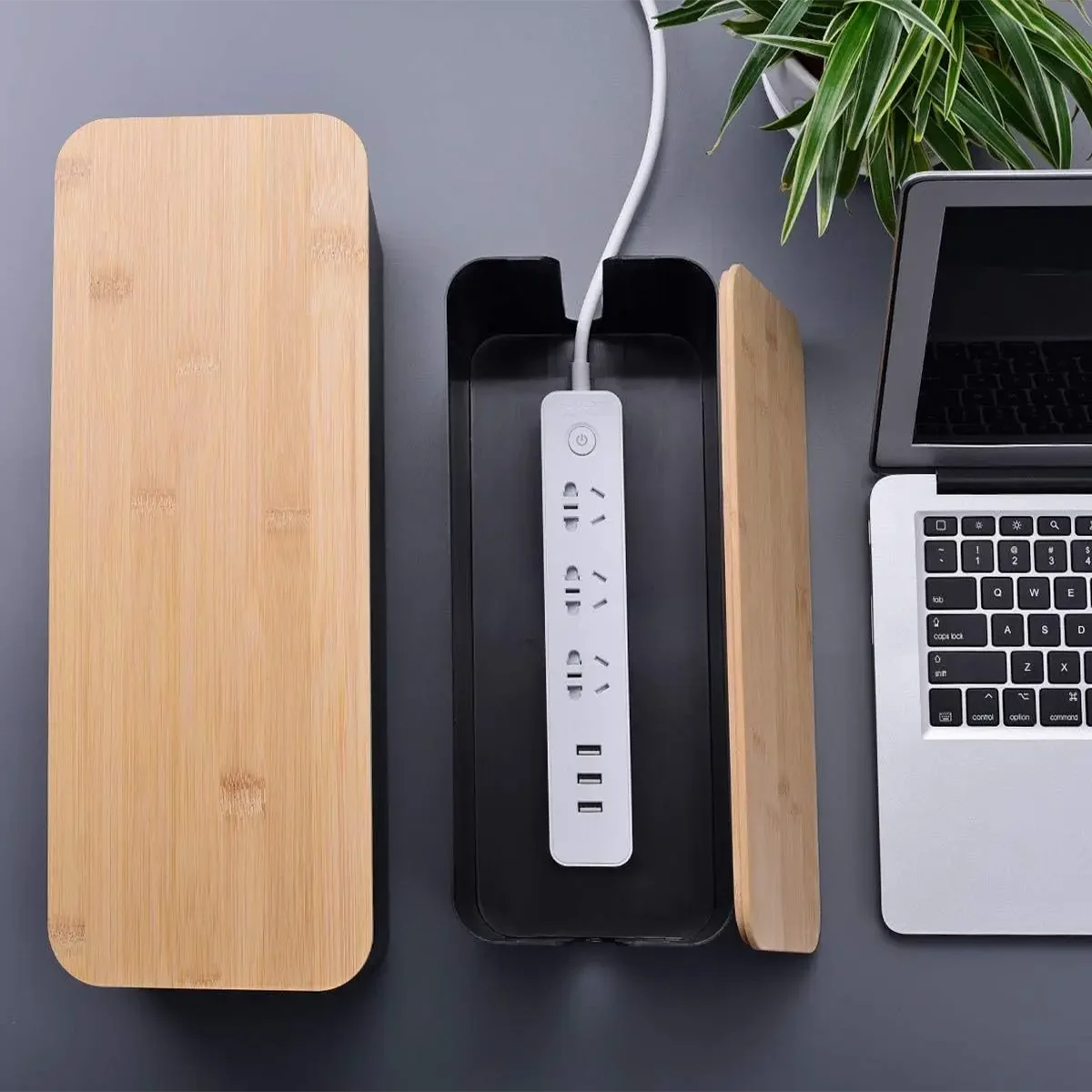 Boîte de rangement de câbles en bois