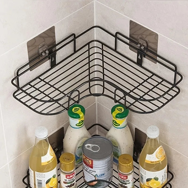 Étagère de salle de bain double sans perçage
