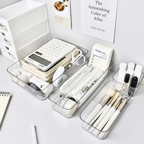 Organiseur de bureau transparent 4 pièces