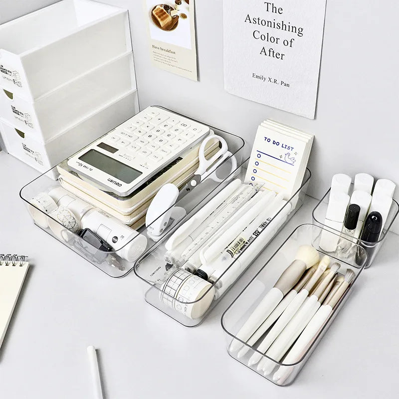 Organiseur de bureau transparent 4 pièces