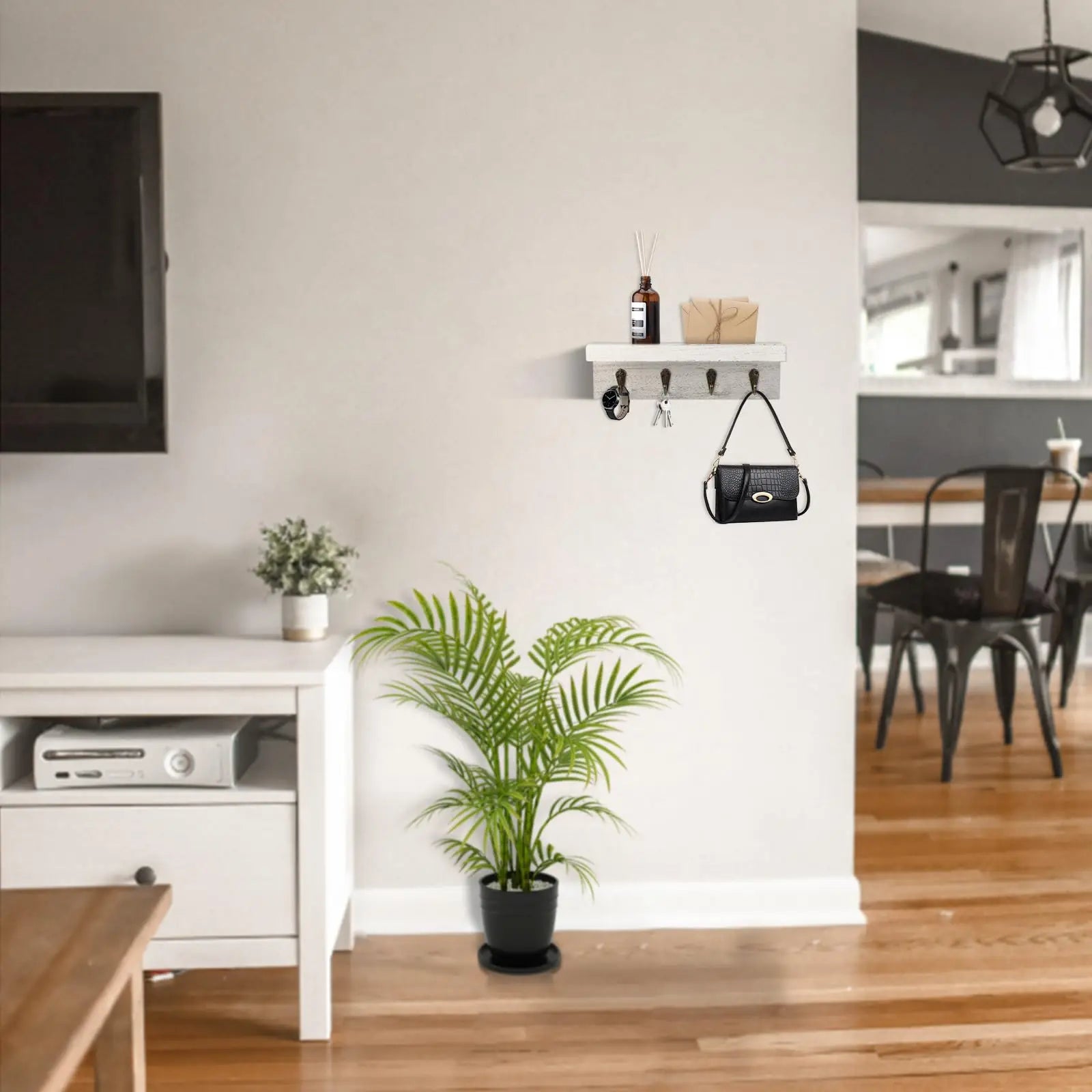 Porte-clés mural en bois rustique