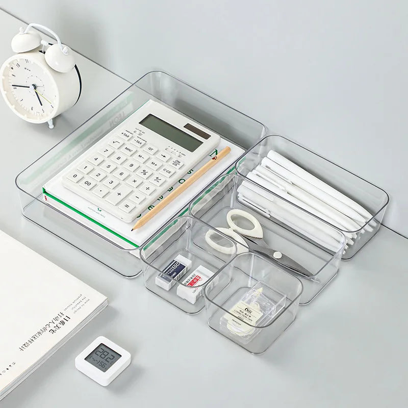 Organiseur de bureau transparent 4 pièces