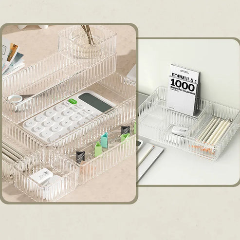 Ensemble d'organiseurs de bureau en acrylique transparent