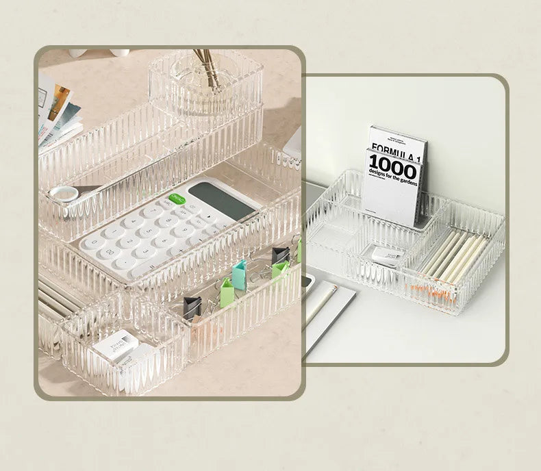 Ensemble d'organiseurs de bureau en acrylique transparent