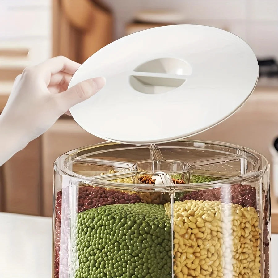 Conteneur rotatif de stockage des aliments à 6 compartiments