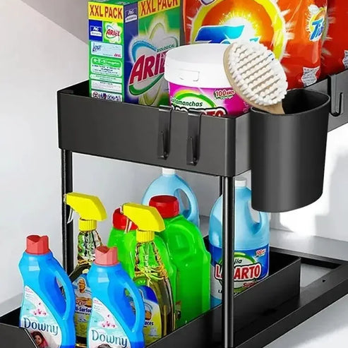 Organisateur à double tiroir sous l'évier