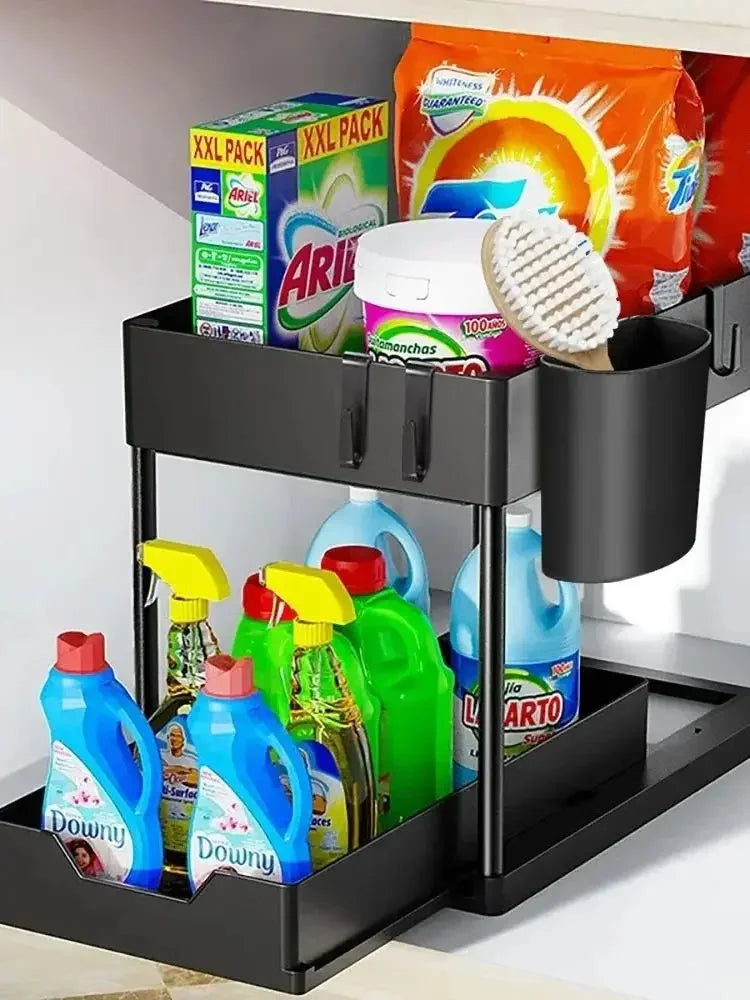 Organisateur à double tiroir sous l'évier