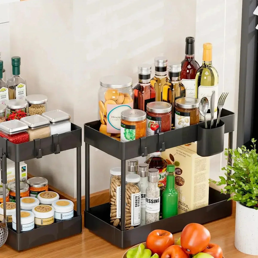 Organisateur à double tiroir sous l'évier