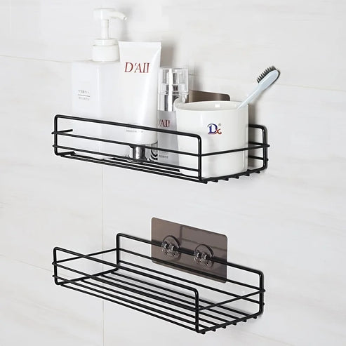 Étagère de salle de bain double sans perçage