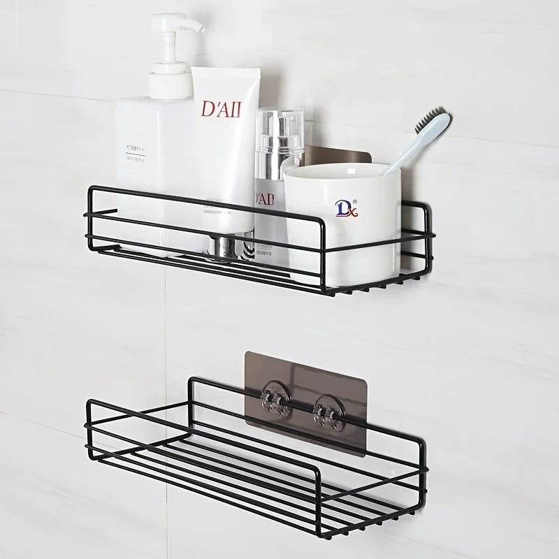 Étagère de salle de bain double sans perçage